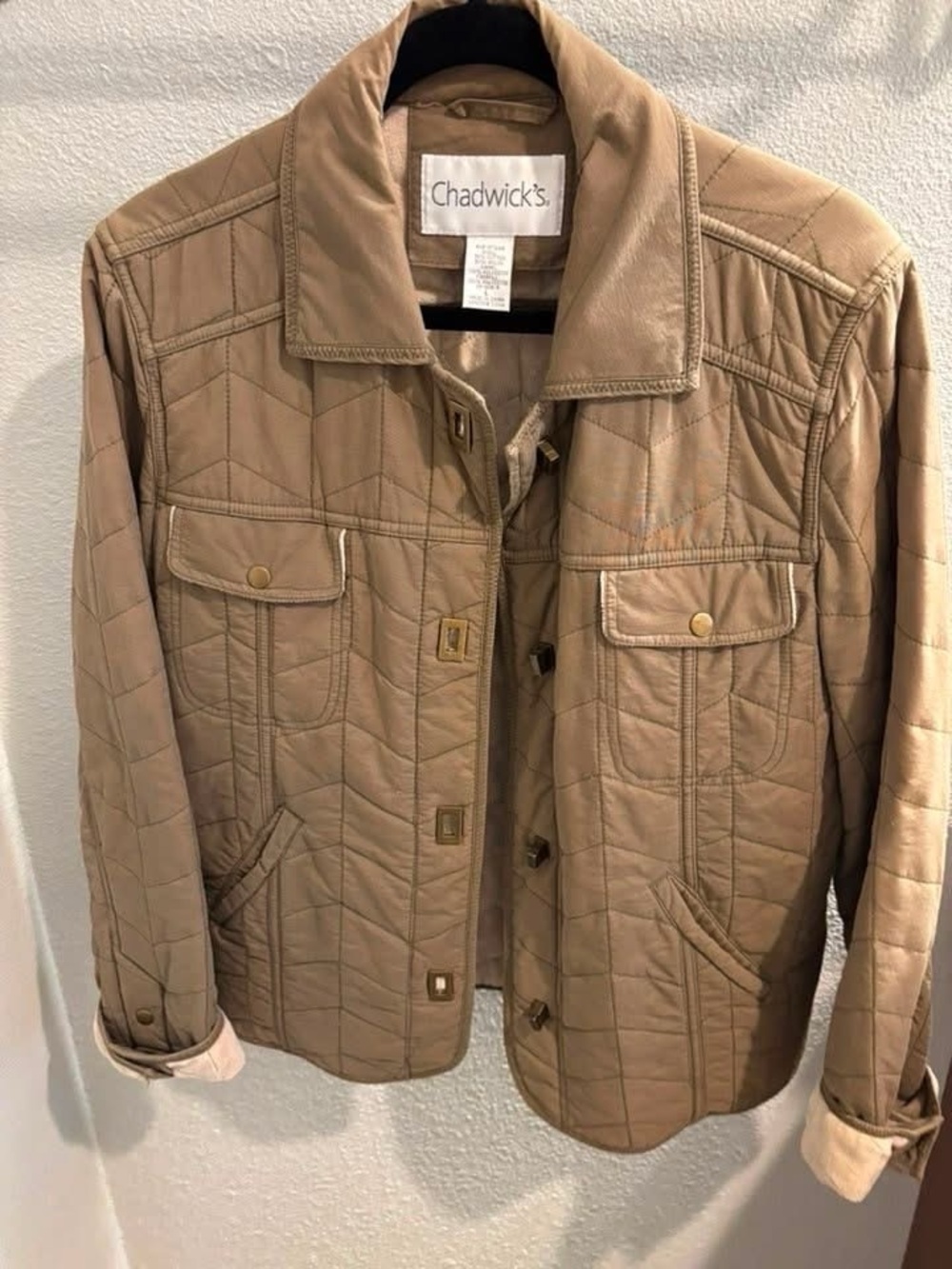 Chadwicks Quilted Light Brown/Green Shirt Jacket